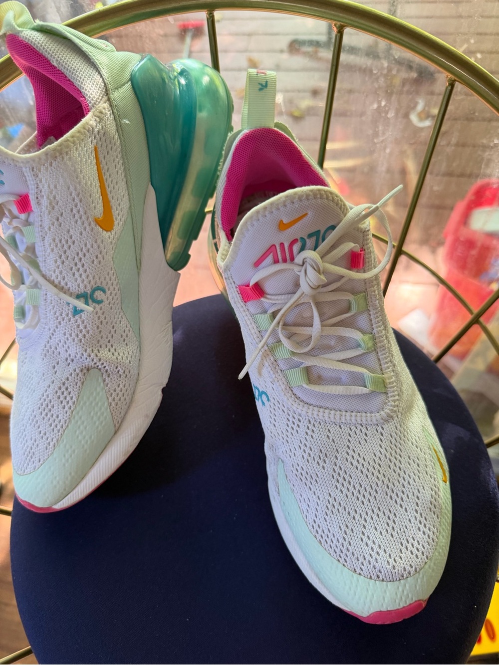 Nike Women’s Air Max 270 White Mint Teal Pink Sneakers